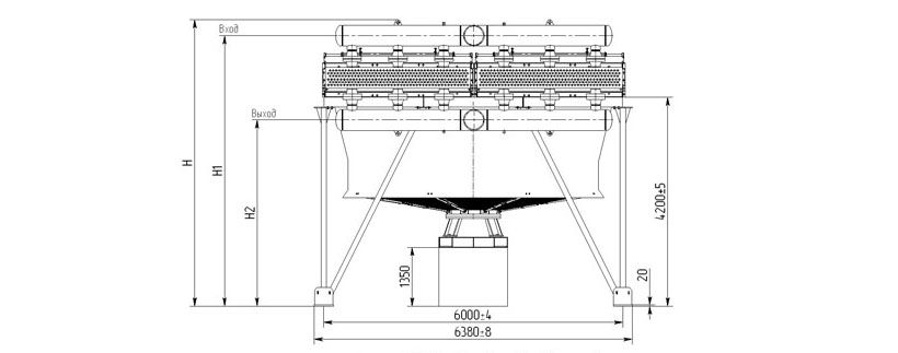 Чертеж аппарата АВГ-БХ с трубами длиной 6 и 12 м и четным числом ходов